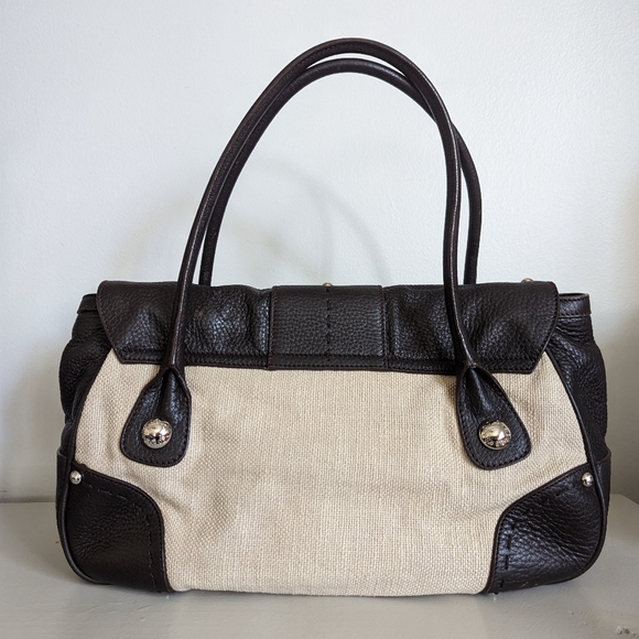 Dolce&Gabbana Beige Canvas Brown leather shoulder bag EUC Gorgeous! - Picture 2 of 9